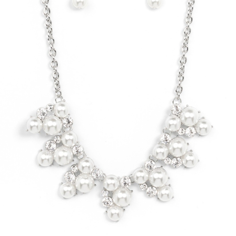 Paparazzi Silver and White Crystal Necklace  Renown Refinement Fashion Jewelry